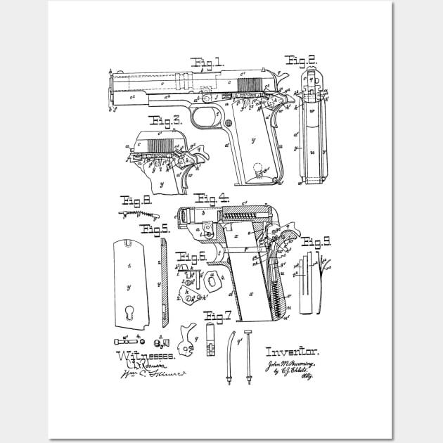 Fire Arm Vintage Patent Hand Drawing Wall Art by TheYoungDesigns